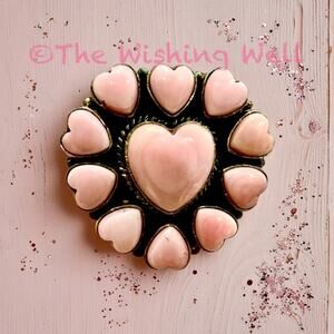 Wow! Amazing Pink Conch Heart Shaped Ring Size 9